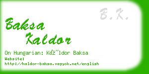 baksa kaldor business card